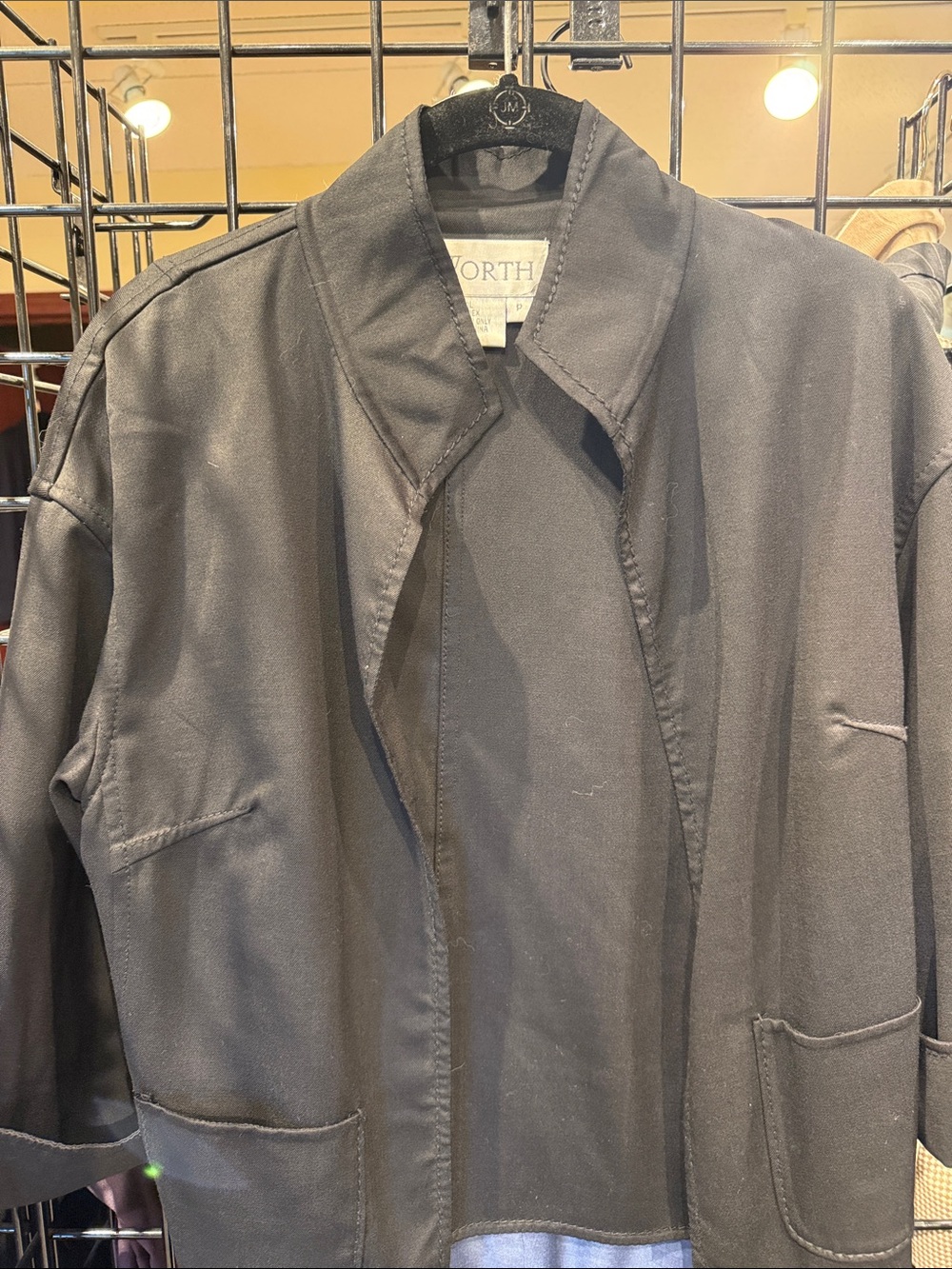 Worth Black Open-Front Jacket with Collar Stitching